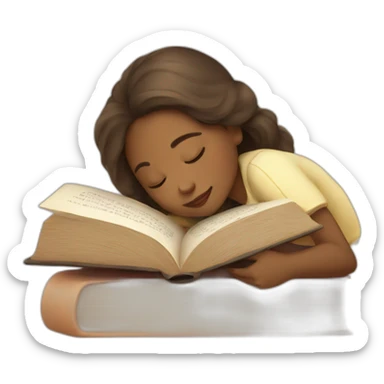 girl sleeping in a book sticker