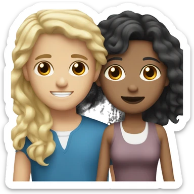 Couple brown guy with black hair with brown eyes and white girl with blonde and brown hair with blue eyes  sticker