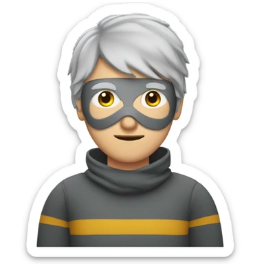 Burglar with eye mask and striped jumper and grey hair sticker