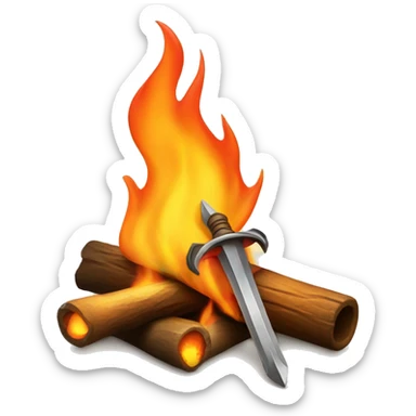  bonfire with a sword coming out of the flames sticker