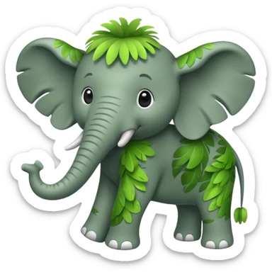 Green Feathered elephant sticker
