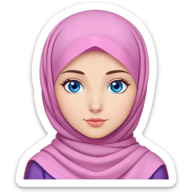 Turkish beautiful finish Konya girl blue eyes with pink crocus hijab and islamic dress sticker