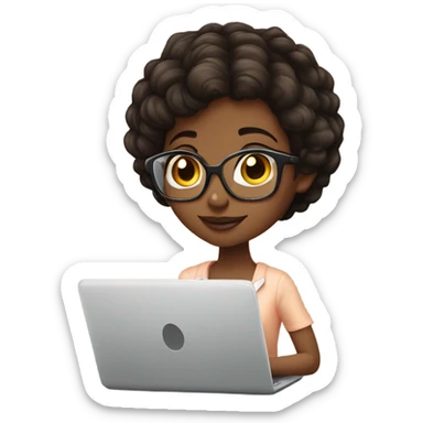 pretty pixie graphic designer Short straight hair african american brunette ith laptop sticker