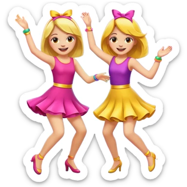 two girls dancing at a party, vibrant and joyful atmosphere sticker