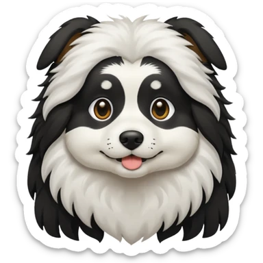 DOG BLACK AND WHITE WITH LONG HAIR sticker