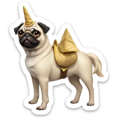Pug dog riding unicorn sticker