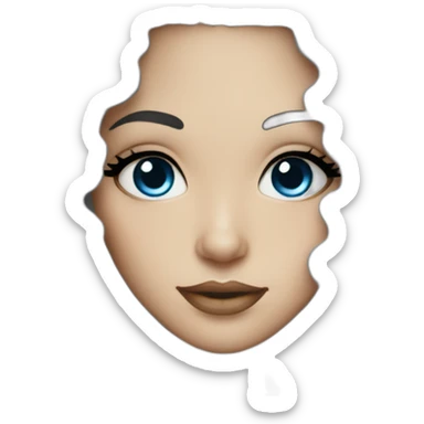 a white woman with curly black hair and blue eyeliner black eyes sticker