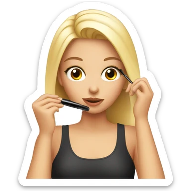 girl applying mascara sticker