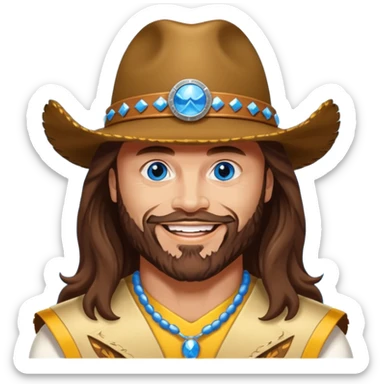 Randy Macho Man Savage with blue eyes, long brown hair sticker