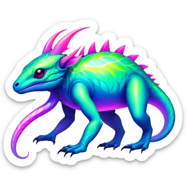 Tropical futuristic lush neon Fionbri-Vernid-creature (full body) sticker