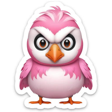 pink puffin angry steam sticker