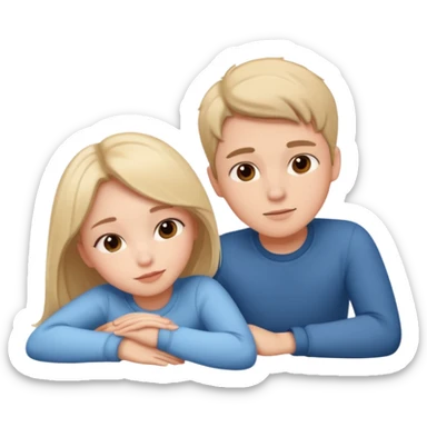 Boy and girl together close relationship cute Laying down sticker