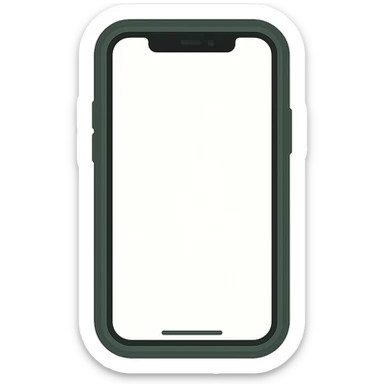 Create an image of a white iPhone with a dark green case, screen facing the viewer, in a minimalist style inspired by emoji style. The design should be clean and simple, focusing on the iPhone and case without any emojis or extra decorations. sticker