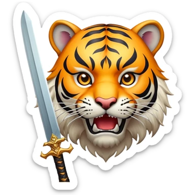 tiger face with sword fantasy game character for Twitch emote sticker
