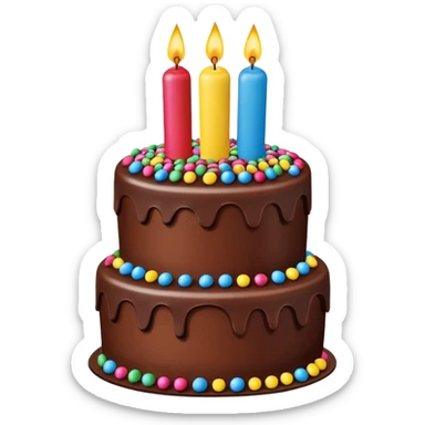 a big chocolate birthday cake with a number candle 8 on top sticker