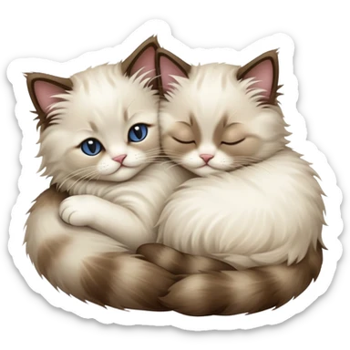 I'd like to get an emoji with 2 ragdoll kittens, looking cute and fun while they sleep sticker