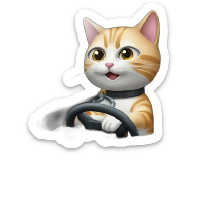 Cat driving a car in space sticker
