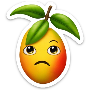 mango with frown face sticker