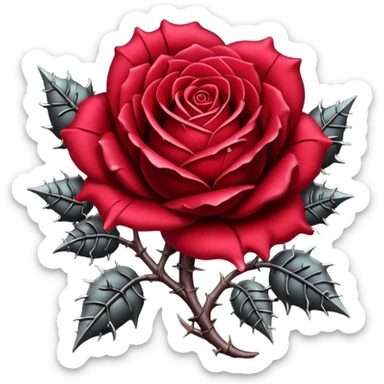 gothic rose with skulls and thorns  sticker