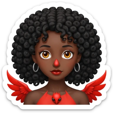 A woman with a curly black hair with mothman sticker