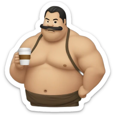 sumo wrestler with coffee sticker