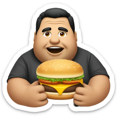 Fat guy with black hair eating McDonald’s  sticker