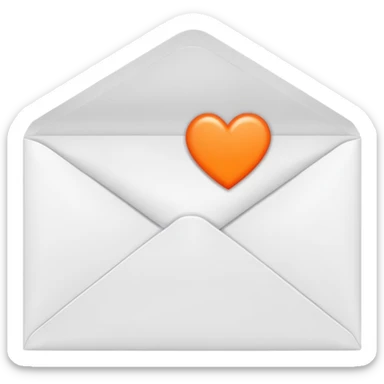 white envelop with small orange heart inside sticker