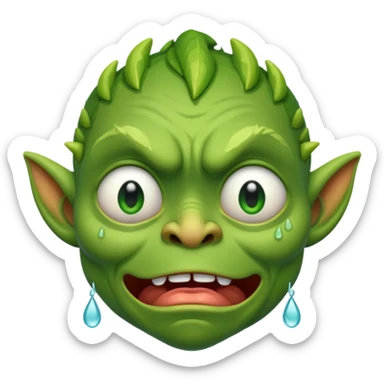 Goblin is crying with very big tears in his eyes  sticker