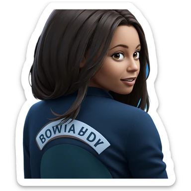 brown-haired girl looking back sticker