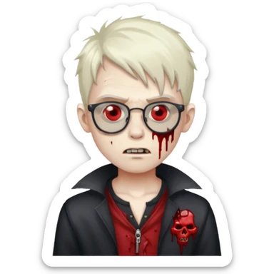 zombie vampire boy with glasses sticker