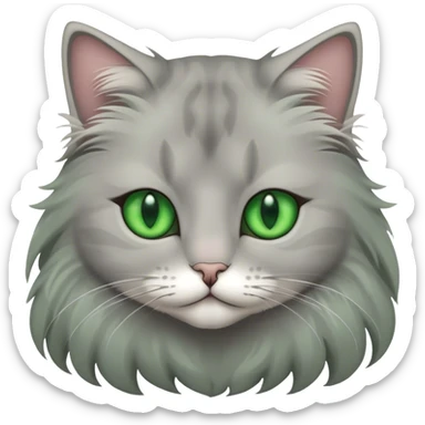 Gray long haired green eyed cat sticker