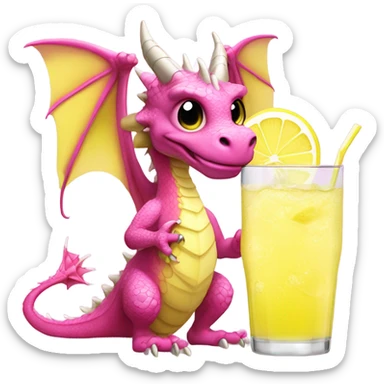 pink dragon drinking lemonade  sticker