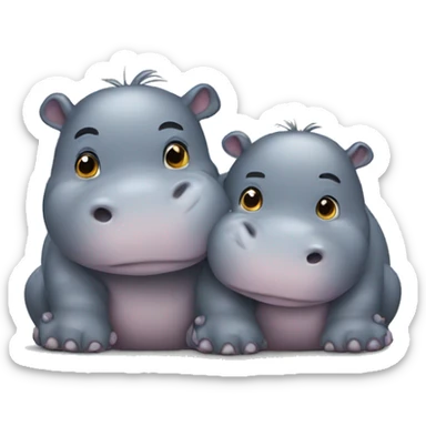 Two cuddling hippos sticker