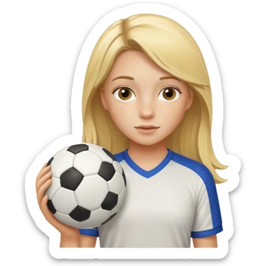 Blonde freckled girl with soccer ball  sticker