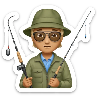 man casting a fishing rod sticker