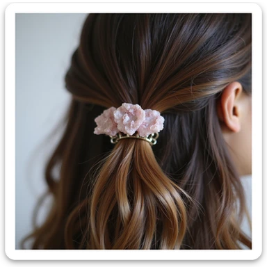 realistic hairclip with rose quartz gemstone, photorealistic style, detailed, high resolution sticker