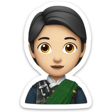 Asian girl with Scottish kilt sticker