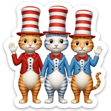 Cat in the hat and thing one and thing two marching sticker