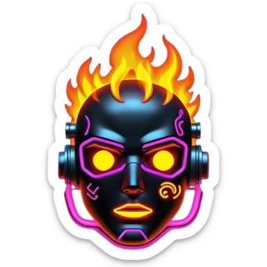 Fire cyberpunk outline neon sticker