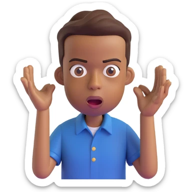 3D emoji of Chris Rock, surprised expression, short hair, brown skin, wearing a casual shirt, Microsoft 3D Fluent emojis style sticker