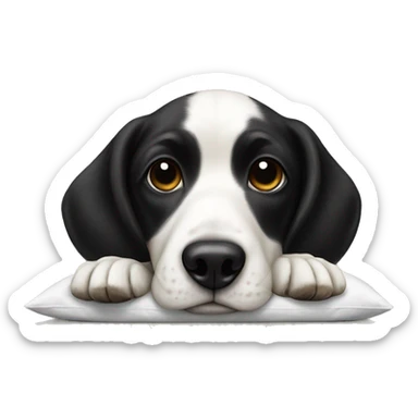 realistic white and black dog on pillow sticker