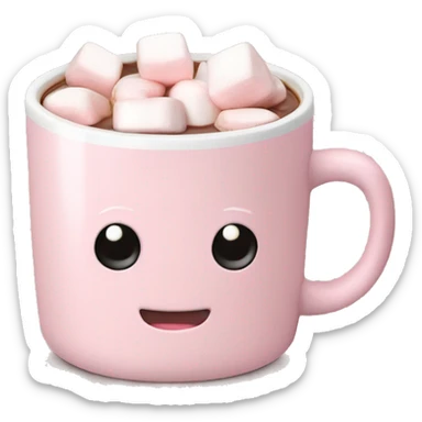 Light Pink mug of hot chocolate with marshmallows  sticker