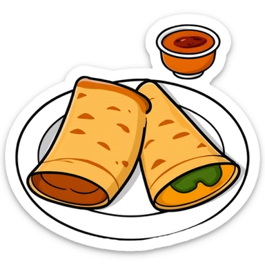 masala dosa with potato filling and chutney sticker