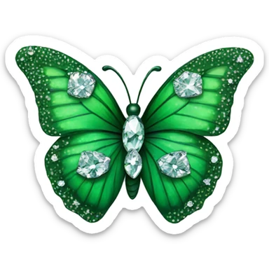 A green butterfly with diamonds  sticker