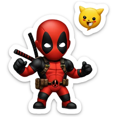 Pickachu deadpool qui fait du Handball sticker
