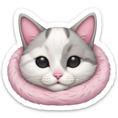 grey and white small cat with eyes closed lying down upside down tightly covering its own face sticker