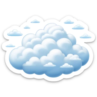 Cinematic Realistic Clouds Emoji, Fluffy and soft, with gentle, swirling white clouds floating effortlessly in a deep blue sky. The clouds drift lazily across the horizon, casting shadows and playing with the light in a peaceful and dreamy way. Soft glowing outline, capturing the essence of calm, serenity, and endless sky in a dreamy cloudscape! sticker