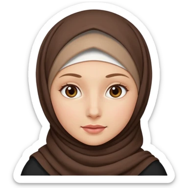 Make a girl with a hijab apple emojies styles and make her white and only her face appear and looking forward not left or right sticker
