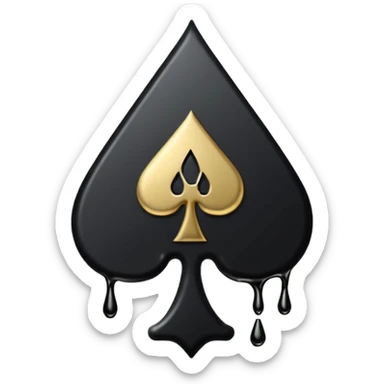 Ace of spades black very  slimey drip effect. White background sticker
