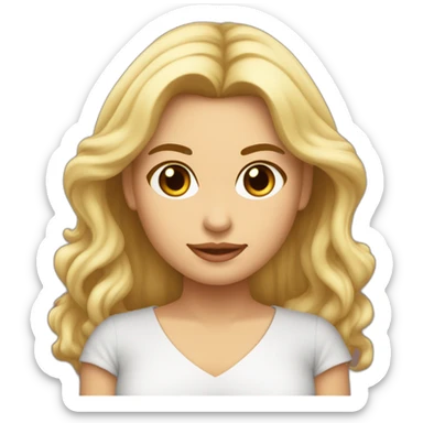 mujer bajita tez morena pelo rubio rizoso graciosa sticker